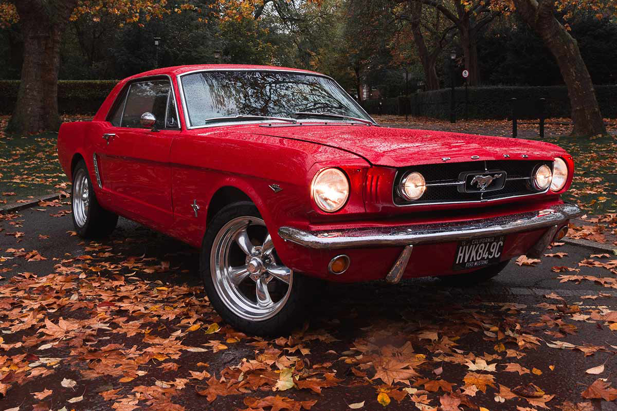 Ford Mustang, import car from USA to UK.